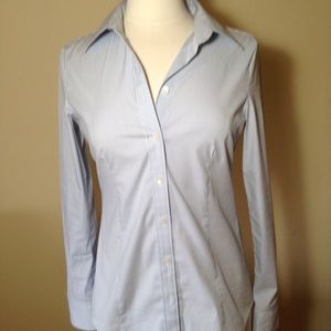 Ann Taylor blue pin stripe blouse